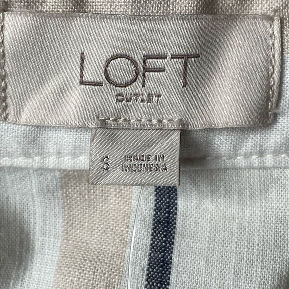 LOFT (New) Lightweight Linen Button Down Striped Collared Top (Size: Small - Picture 5 of 12